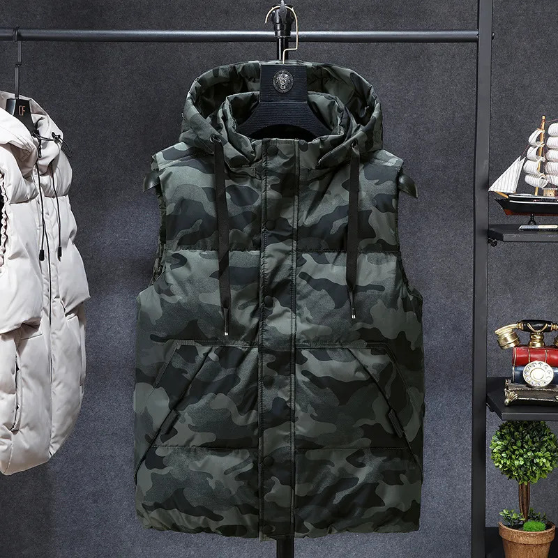 Men s Jackets Winter Men Plus Size 6xl 7xl 8xl 9xl 10xl Parka Vest Waistcoat Hoodie camouflage Sleeveless Warm 231027
