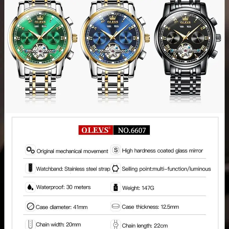 Wristwatches Original OLEVS Automatic Watch for Men Date Calendar Skeleton Hollow Stainless Steel Business Wristwatch Mechanical 231027