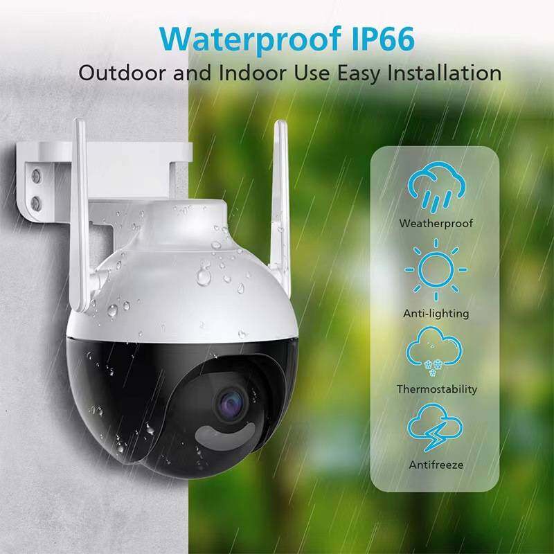 V380 Monitor IP Camera 4 Lights Black Outdoor HD Full Color Night Vision Mobile Phone Remote Monitoring Wireless Wifi Network Connection