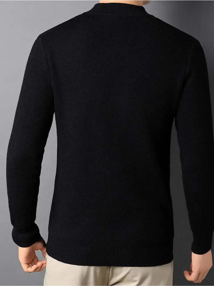 Men's Sweaters Pullovers Mock Neck Men's Cashmere Sweater Winter Wear Thin Undershirt Men's Clothing Solid Long Sleeve Knitted Sweaters