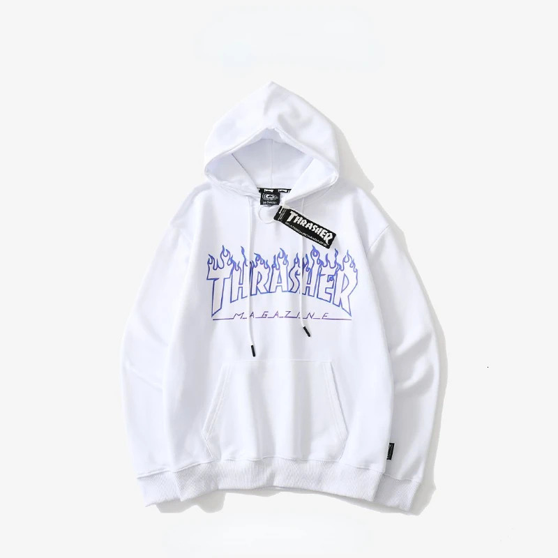 Men s Jackets American Vintage Letter Flame Printed Plush Hoodie Y2K Harajuku Sweatshirt Couple Fashion Trend Versatile Cotton Pullover 231027