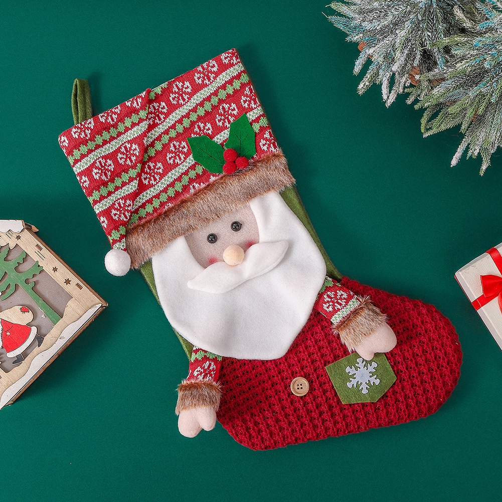 Ornaments Santa Tree Hanging Snowman Stocking Soc Elk Cute Decorations Holders Christmas Snowflake Claus Pendant Xmas Stockings Candy Gift Bags s