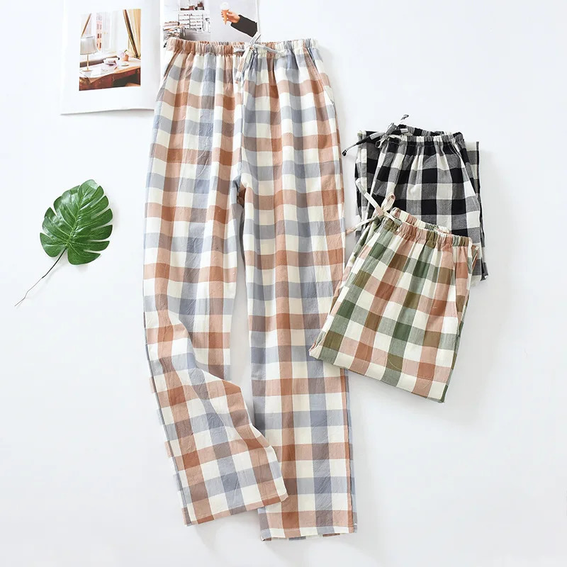 Women's Sleepwear Plaid Cotton Loose Ladies Pajama Pants Pyjama Trousers Women Men Sleep Bottoms Lounge Wear Sleep Pants Spring Summer 231026