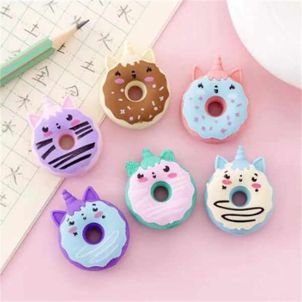 Cute Kawaii Unicorn Donut Rubber Eraser Creative Pencil Erasers School Supplies Stationery Kids Students Cool Prizes GC2423