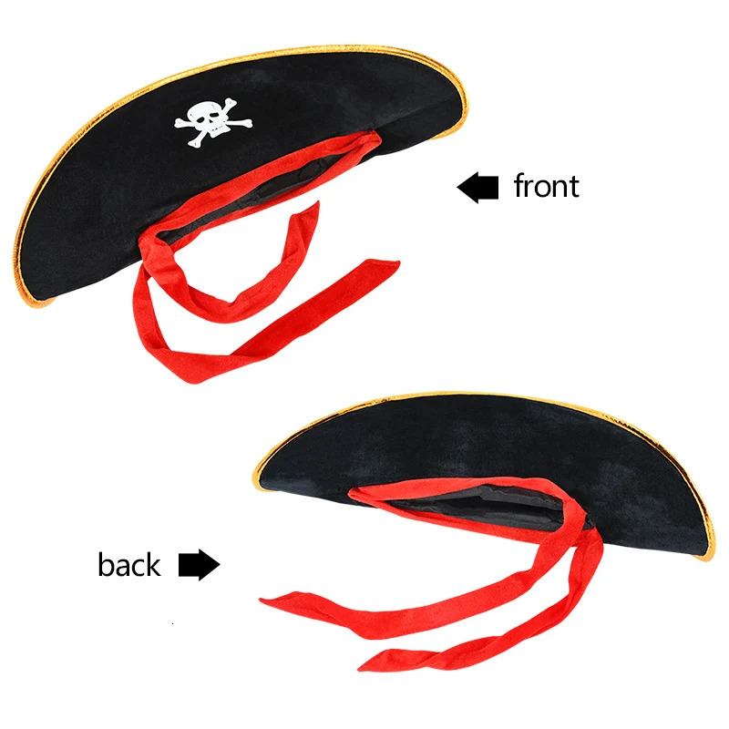 Party Hats Pirate Hat Skull Print Pirate Captain Cap Pirate Accessories Party Hat for Halloween Cosplay Caribbean Pirate Hat with Eye Patch 231027