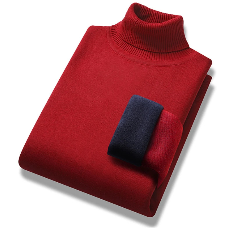 Men's Sweaters Winter Trend Sweaters Men's Solid Long Sleeved Turtleneck Pullover High Neck Fleece Warm Slim Fit Casual Sweater Jumper 3XL 2