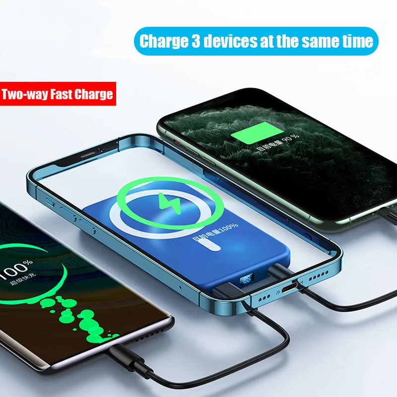 Magsafe Power Bank Fast Charging For Samsung Iphone 12 13 External Battery Portable Charger Auxiliary Battery Magnetic PowerbanK