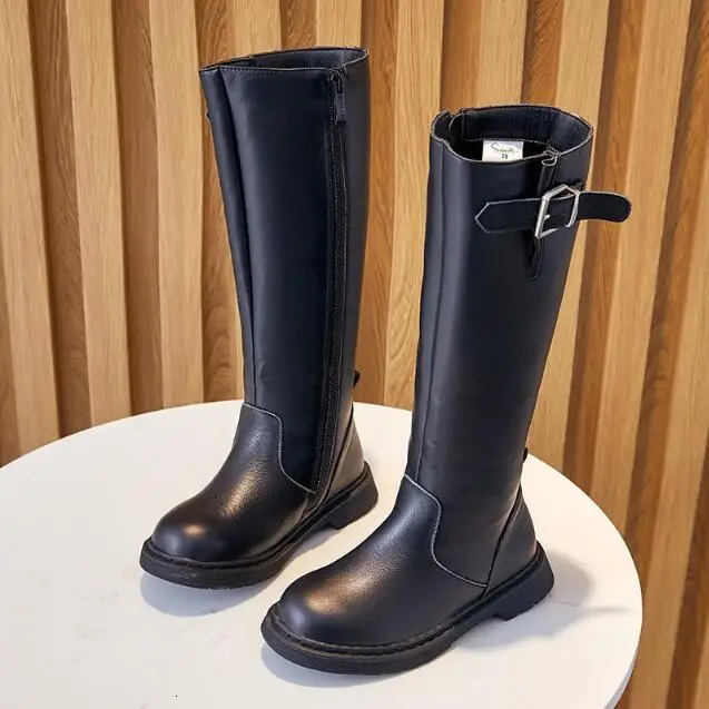 Boots Children Winter Snow Boots Girls Warm Cotton Snow Shoes Thick Fur Kids Cow Muscle Long Leather Boots Baby Soft Princess Shoes 231026