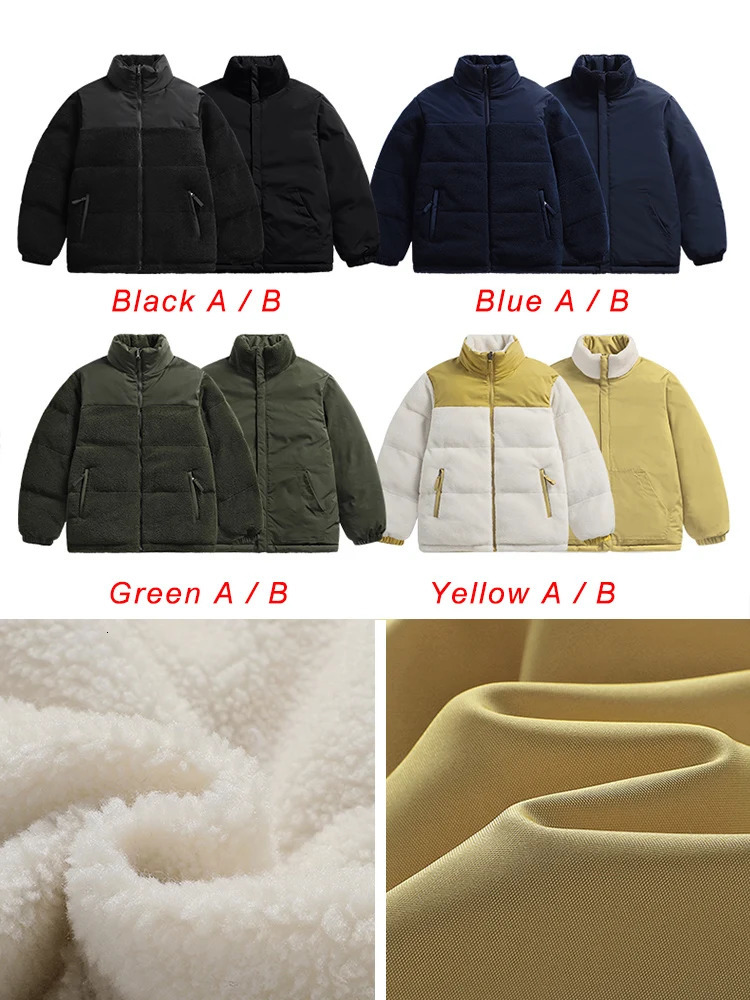 Men's Down Parkas 2023 Winter Thicken Warm Fleece Reversible Jacket Stand Collar Windbreaker Thermal Padded Coat Plus Size 8XL 231026
