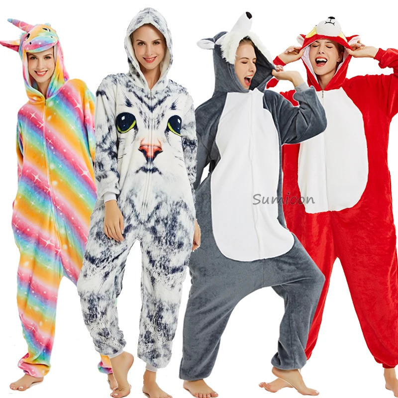 Pajamas Adults Animal Unicorn Pajamas Kigurumi Wolf Cartoon Onesie Kids Sleepwear Homewear Nightie Wolf Panda Anime Blanket Overalls 231026