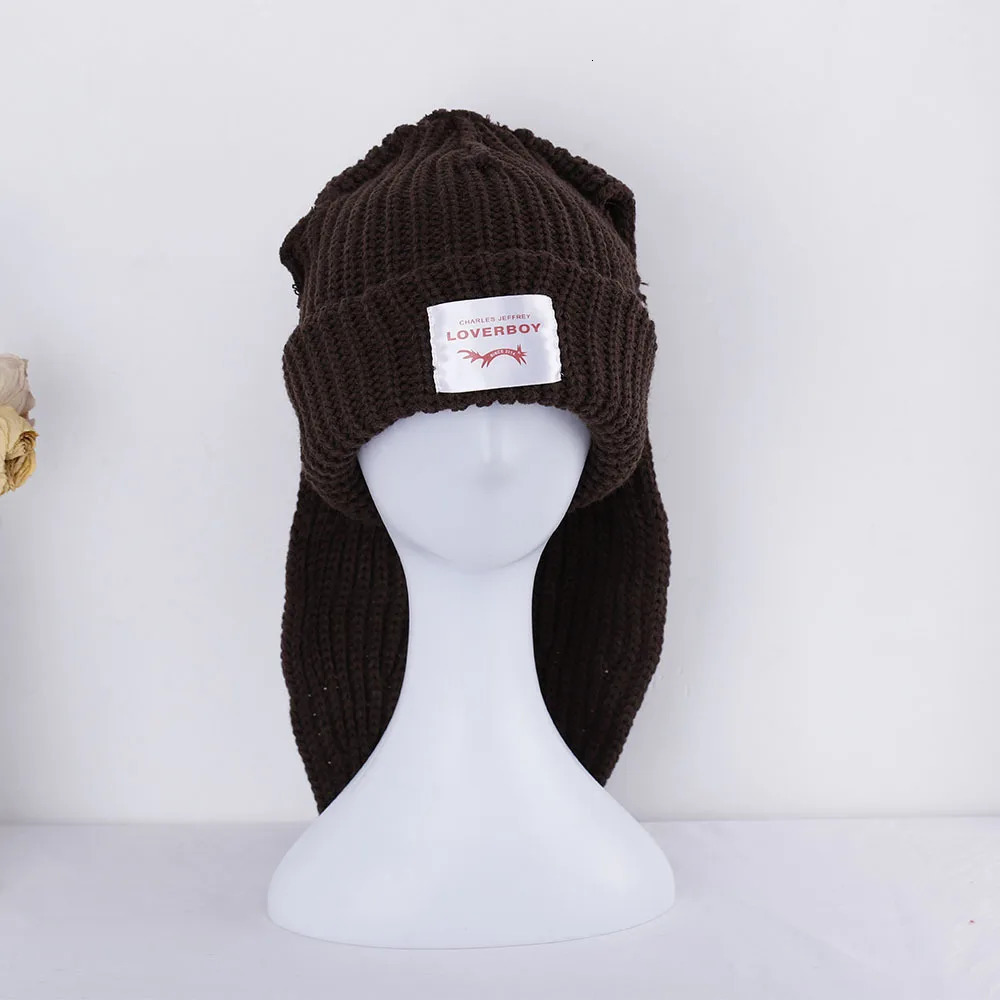 Beanie/Skull Caps Panama Women's Rabbit Long Ears Cute Knitted Baotou Cold Hat Fashion Thickened Warm Wool Winter Hat Beabie Kpop Crochet Cap H12