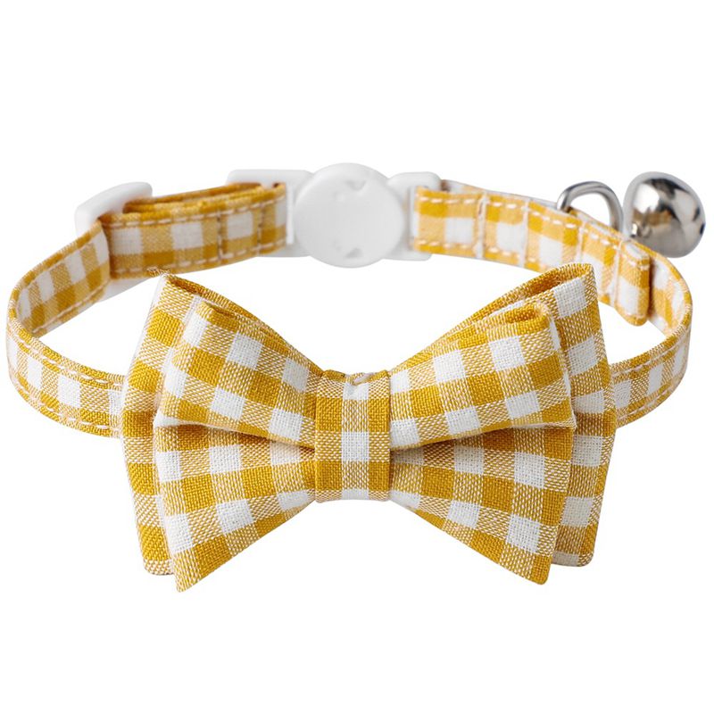 Plaid Bowtie Cat Breakaway Bow Tie Fashion Halloween Xmas Collars With Bell Pet Collar For Wedding Birthday Party Accessories 0703