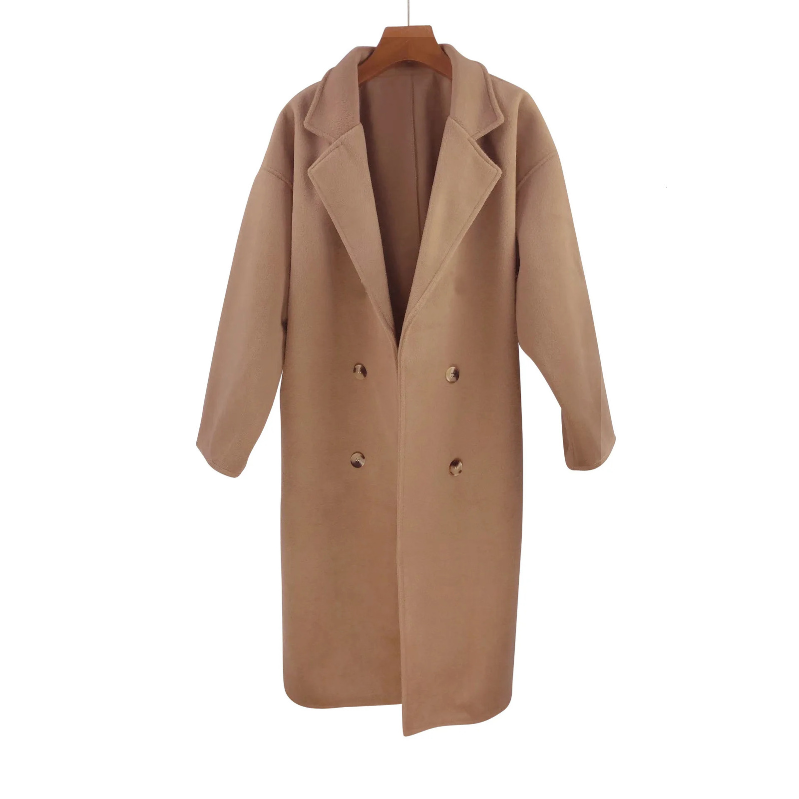 Women's Wool Blends Warm Mid Length Loose Blend Coat Korean Women Thick Overcoat Fall Winter Solid Double Breasted Parkas Jaqueta 231027