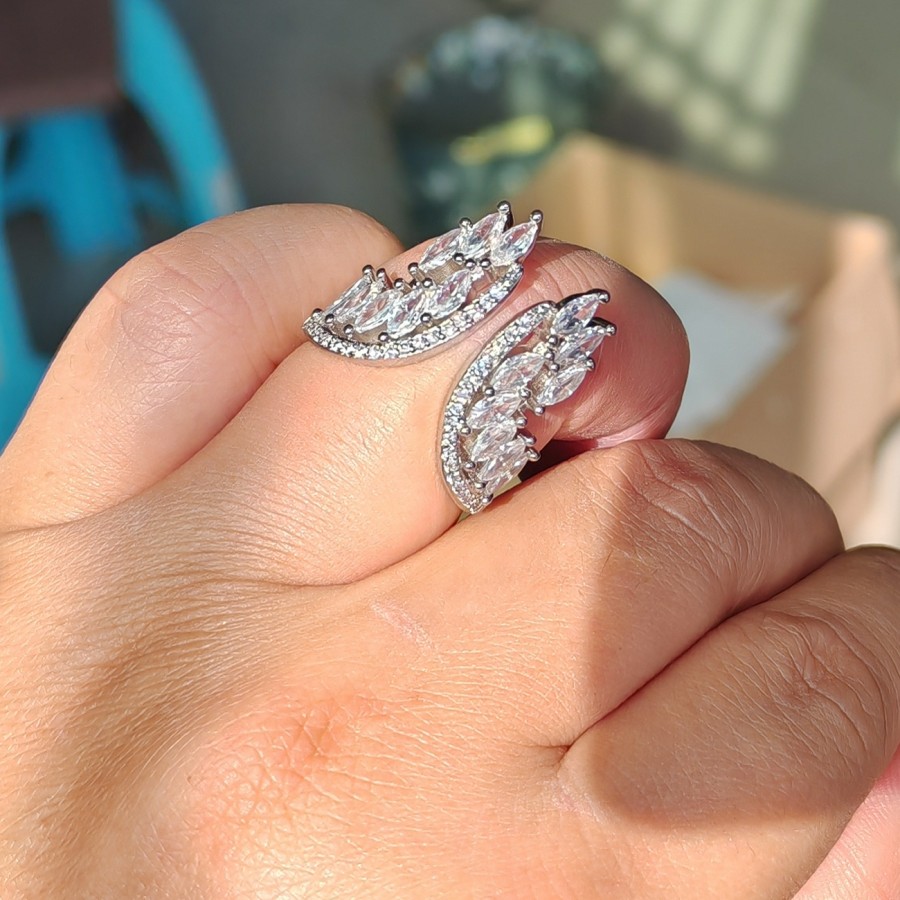 2023 Choucong Brand Wedding Rings Luxury Jewelry 925 Sterling Silver Marquise Cut White Topaz CZ Diamond Gemstones Angle Wings Women Bridal Ring Gift