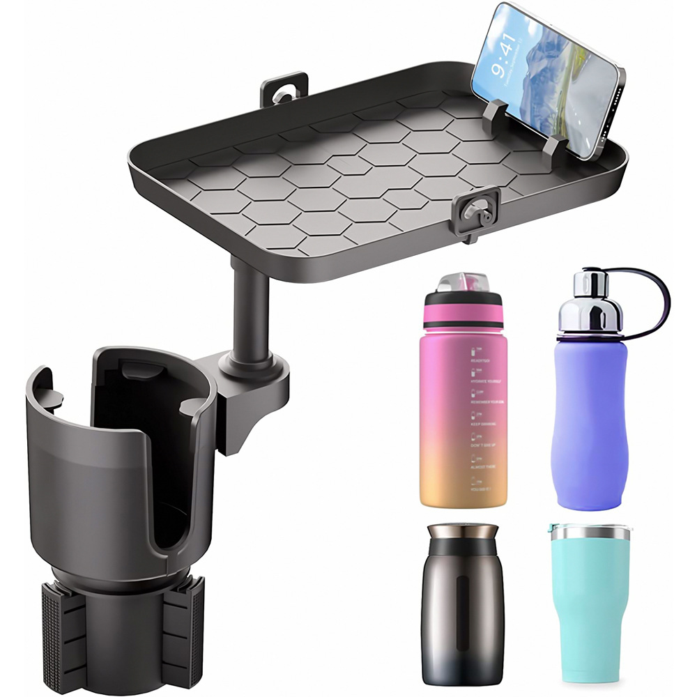 Car Mounts Water Cup Holder Multifunctional 2 in 1 Tray Cup Holder Beverage Holder Mobile Phone Storage Rack Foldable Car Dining Tray