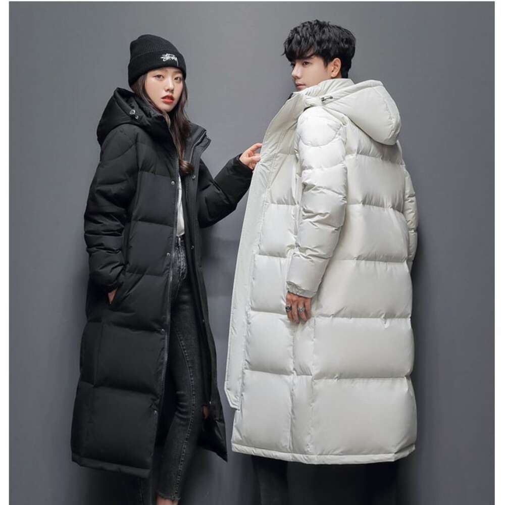 Nueva chaqueta de plumas para parejas de Drama chino para hombres, longitud larga hasta la rodilla Unisex, uniforme escolar coreano grueso y holgado