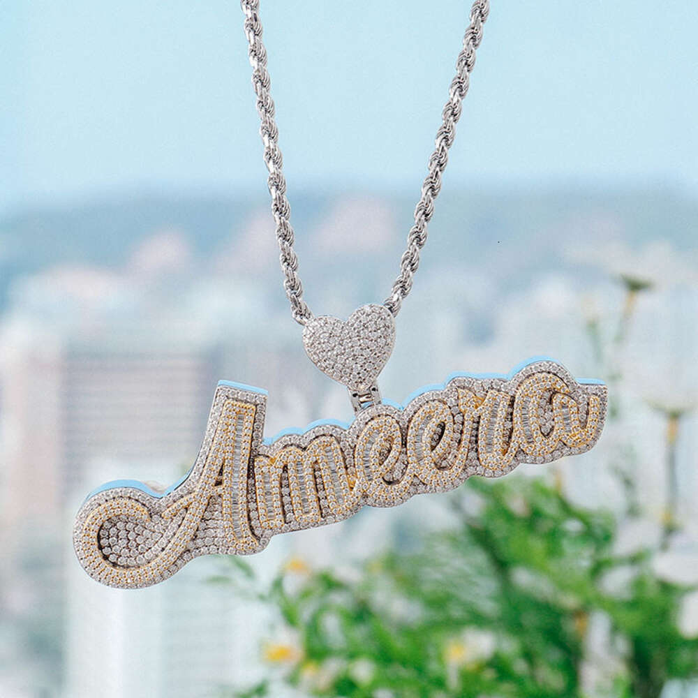 necklace moissanite chain Custom Pendant Pass moissanite Diamond Tester Hip Hop 925 Sterling Silver Name Iced Out Chain Letter Gold Pendant For Neckla