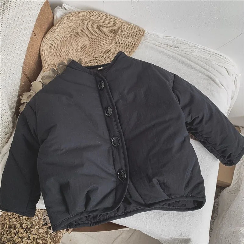 Down Coat Winter Thicken Kids Jacket Cotton Warm Parkas Solid Unisex Boys Girls Outdoor Windproof Outerwear 1 6Y 231027