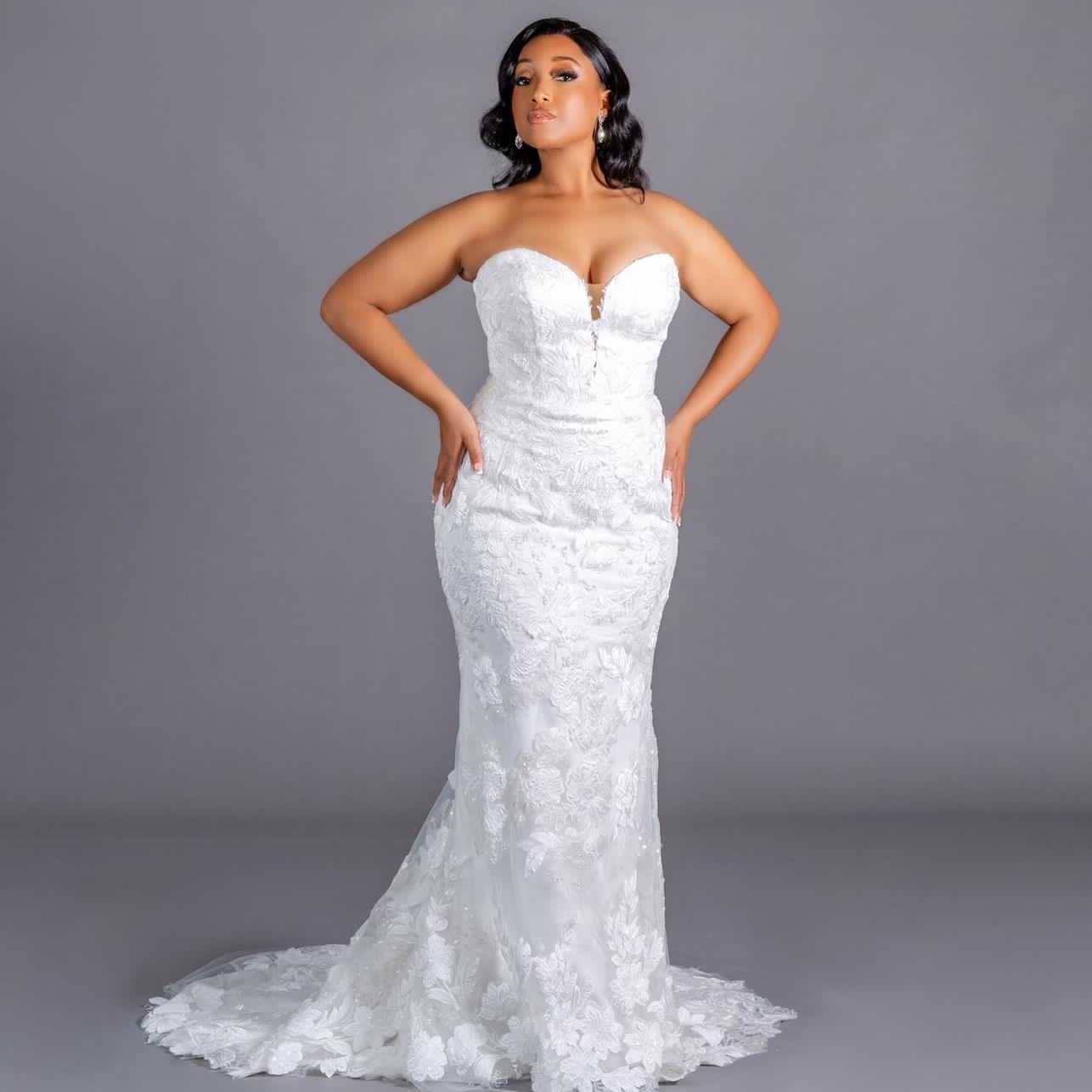 2023 Nov Arabic Aso Ebi Plus Size White Mermaid Lace Wedding Dress Detachable Train Vintage Bridal Gowns Dresses ZJ044