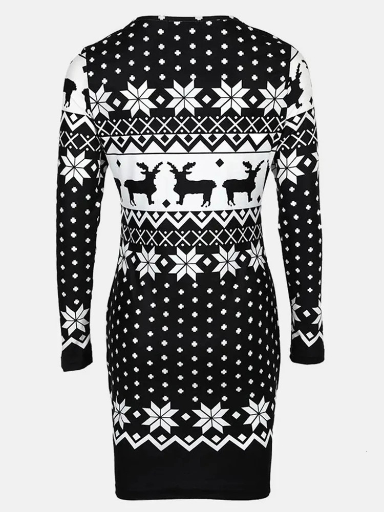 Urban Sexy Dresses Women Ugly Christmas Dresses Reindeer Snowflake Bodycon Pullover Cocktail Sweatshirt Dress Holiday Outfits Knit Long Sleeve 231027