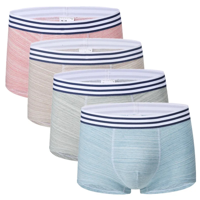 Underpants 4 Pcs Men Boxers Briefs Shorts Cotton Panties Boys Undies Comfortable Striped Underwear Sexy Trunks S M L XL 2XL 3XL 231027