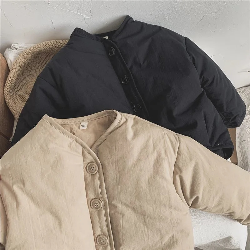 Down Coat Winter Thicken Kids Jacket Cotton Warm Parkas Solid Unisex Boys Girls Outdoor Windproof Outerwear 1 6Y 231027