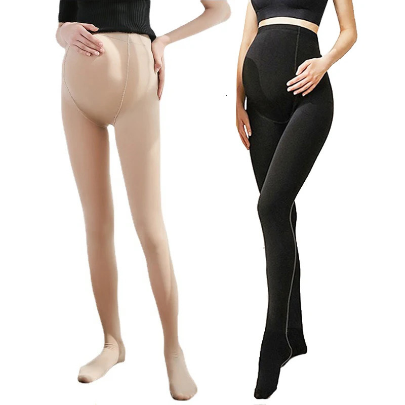 Sleep Lounge 120D Velvet Maternity Tights For Pregnant Women The Fat Spring Autumn High Waist Pantyhose Black Body Stockings Female Lingerie 231027