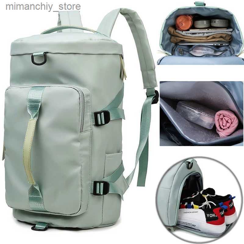Outdoor Bags Fitness Bag Sports Backpack Man Women Sports Bag Portable Travel Backpack Handbag Dry Wet Separation Gym Bag w/ Shoe Compartment Q231028