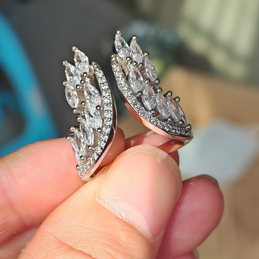 2023 Choucong Brand Wedding Rings Luxury Jewelry 925 Sterling Silver Marquise Cut White Topaz CZ Diamond Gemstones Angle Wings Women Bridal Ring Gift