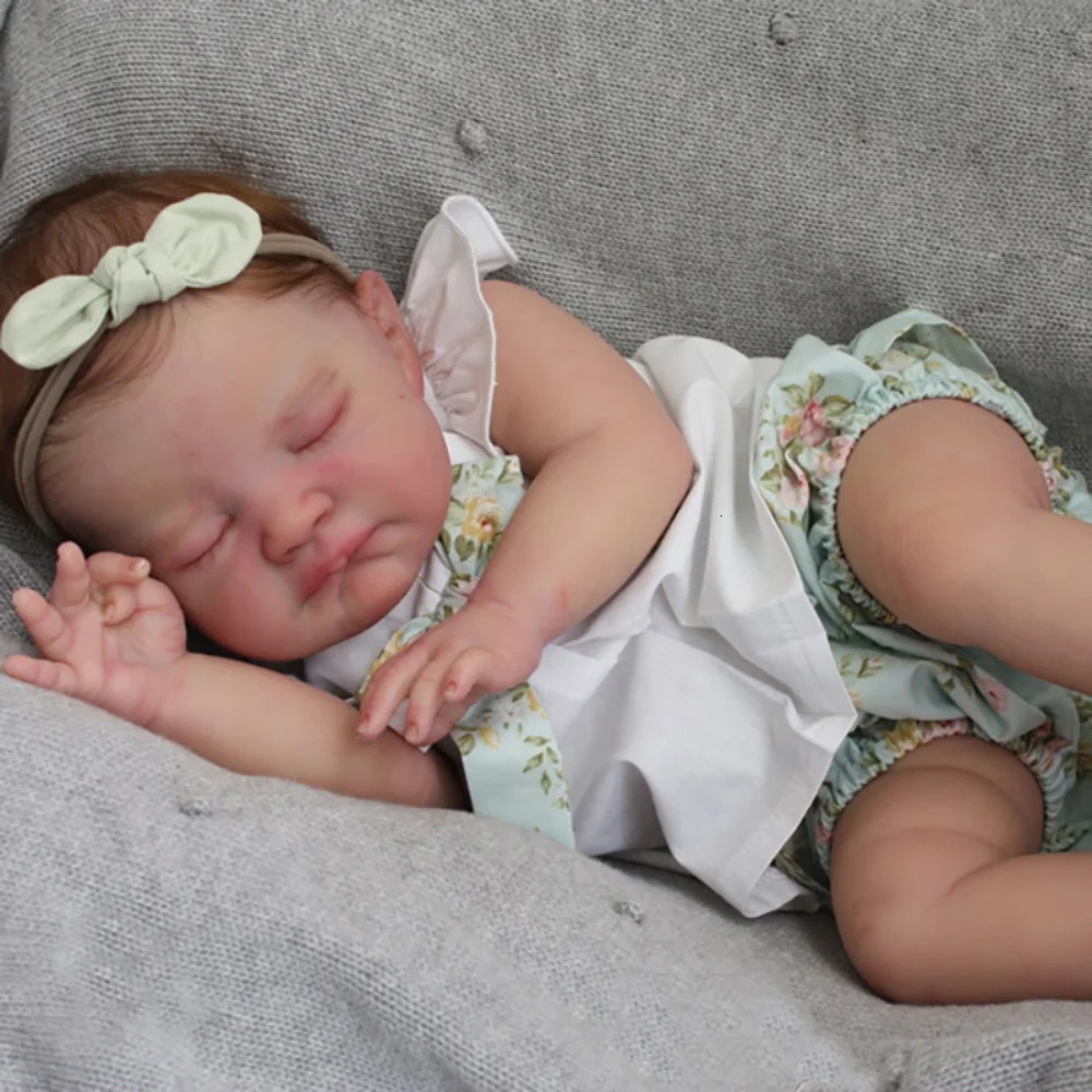 Dolls 22inches Reborn Doll Kit Sleeping Baby August with COA and Cloth BodyBebe Reborn Doll Mold Bebe Reborn Doll Kits 231027