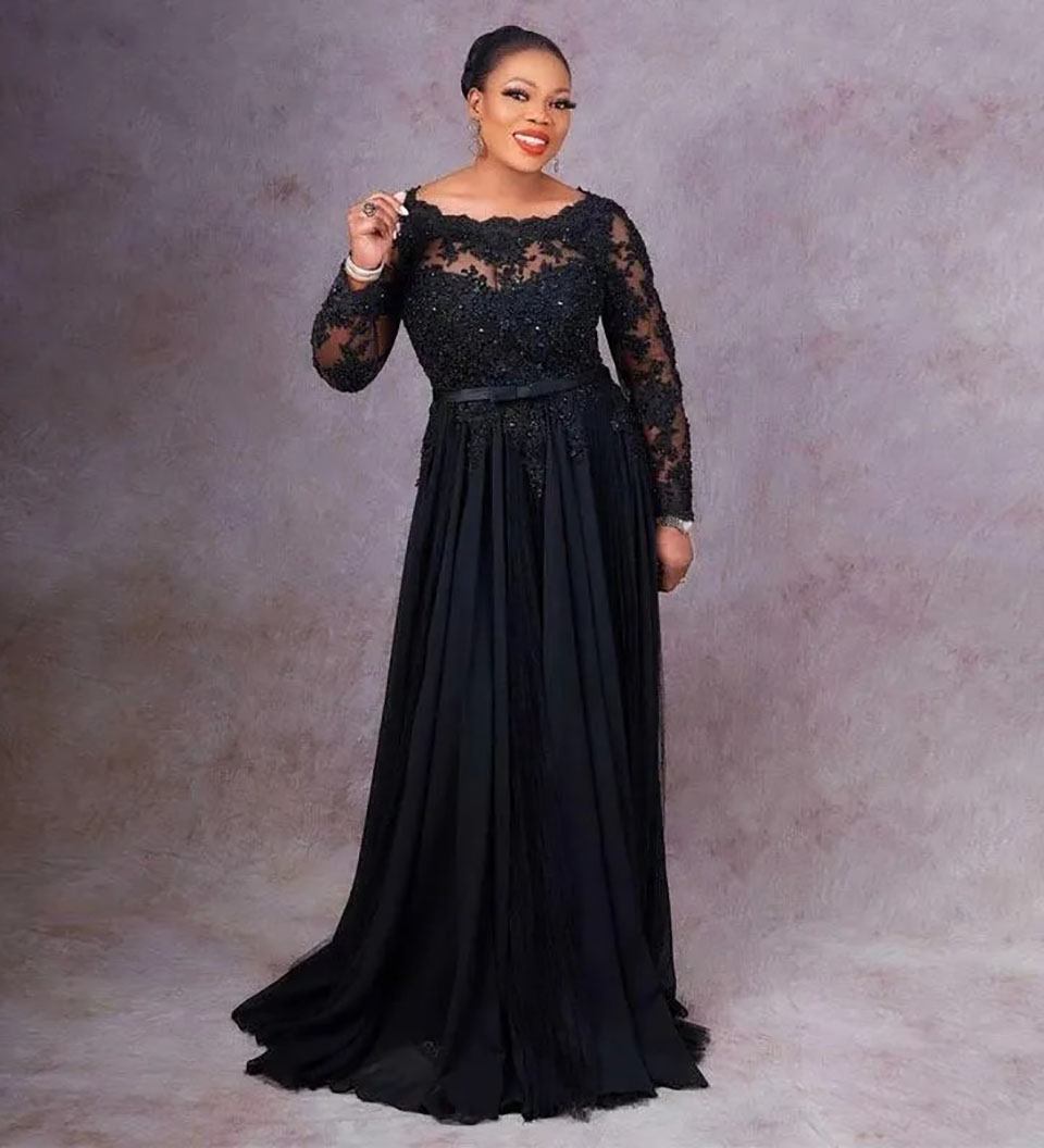 Mother's Dresses Mother Of the Bride Dress Plus Size Formal New Prom Party Gown Custom Lace Up Zipper Applique Scoop Long Sleeve Chiffon Beaded S