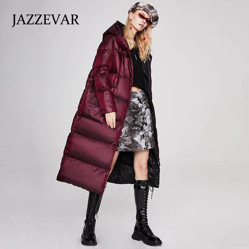 Women's Down Parkas JAZZEVAR Winter 90 White Duck Thick Down Jacket Women Windproof Hooded Warm Profile Long Coat 231027