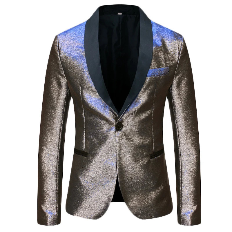 Mens Suits Blazers Mens Shiny Fashion Gradient Dress Blazer One Button Shawl Lapel Elegant Suit Jacket Men Casual Party Prom Wedding Banquet Tuxedo 23
