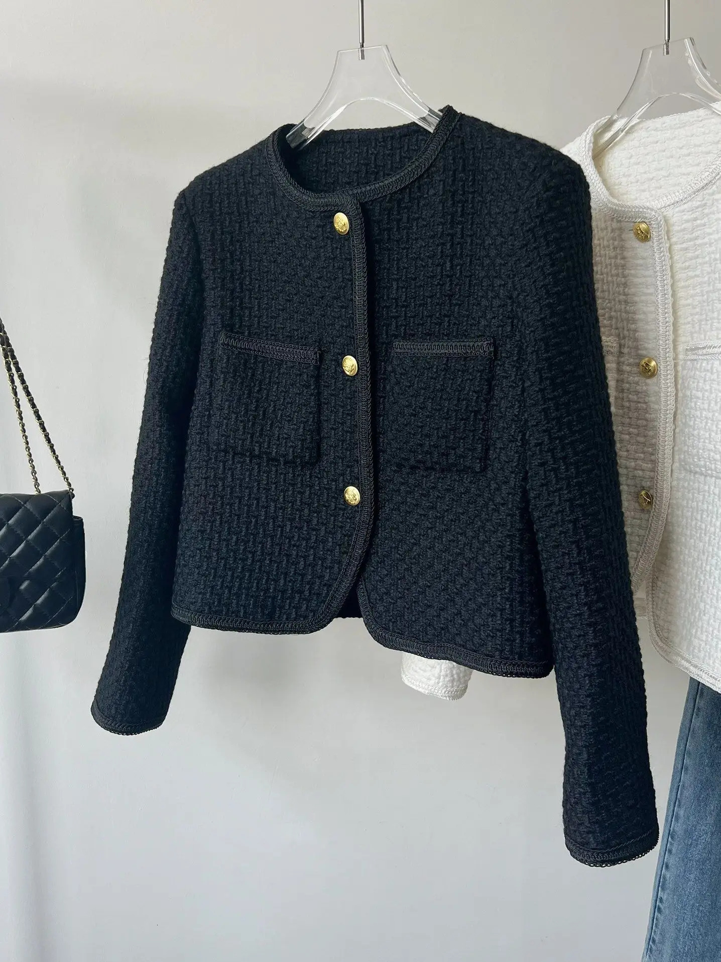 Womens Jackets Women Elegant Woolen Short Coat Autumn Winter ONeck SingleBreasted Slim Ladies Jacket Female AllMatch Outwear Tops 231027