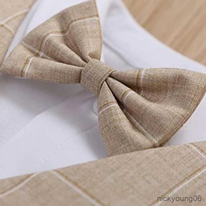 Clothing Sets Newborn Formal Anniversary Dress Boy Vest Infant Plaid Outfit Clothing Set Child Cotton Party Suit 3-24 R231028