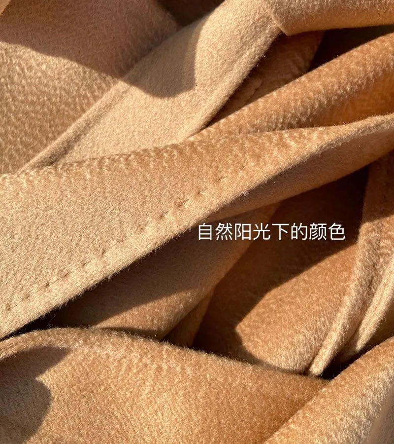 Women's Wool Blends Korean Women Handmade Hepburn Corrugated Water Ripples Coat Double-sided Cashmere Wool Long Woolen Jacket Cashmere Coat Max 2