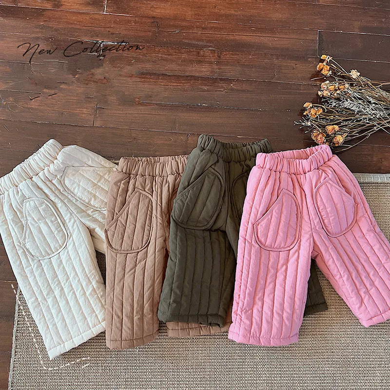 Trousers 2023 Boys Girls Cotton Haren Pants Padded Spring Autumn Elastic Waist Kids Baby Toddler Clothing 231027