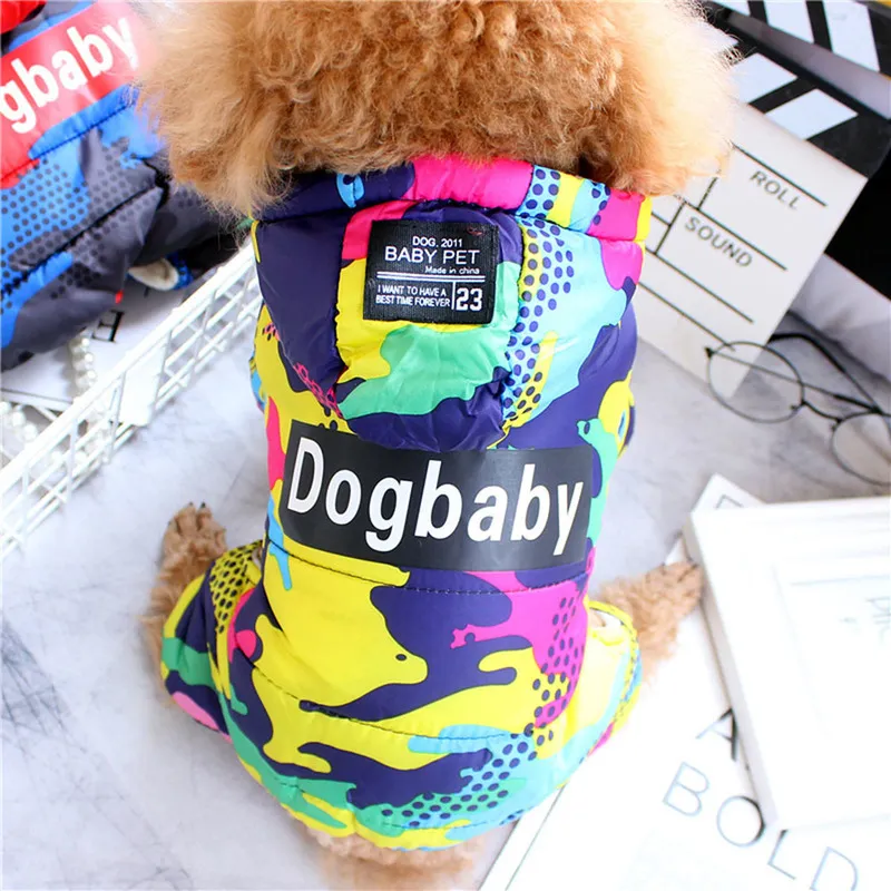 2025 new Apparel Winter Puppy Clothes Fashion Camo Printed Small Dog Coat Warm Cotton Jacket Pet Outfits Ski Suit for Dogs Cats Costume 2209