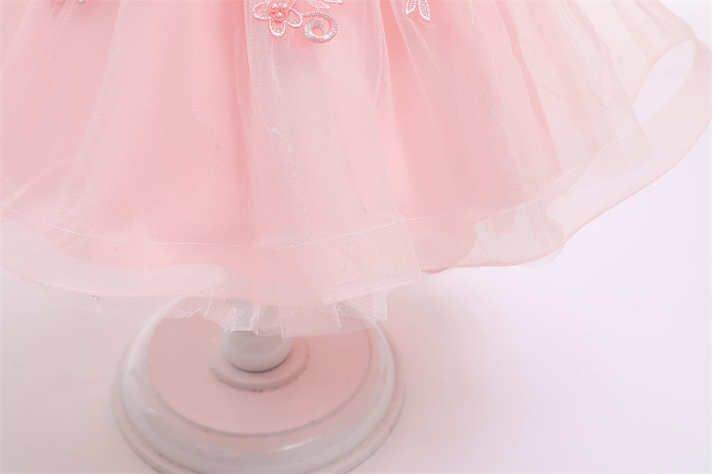 Pretty Princess Girl Dresses Short Hi-Lo Pink Sequins Beading Appliques Bow Ball Gown Tulle Girls Pageant Gown Communion For Wedding Formal Party F10