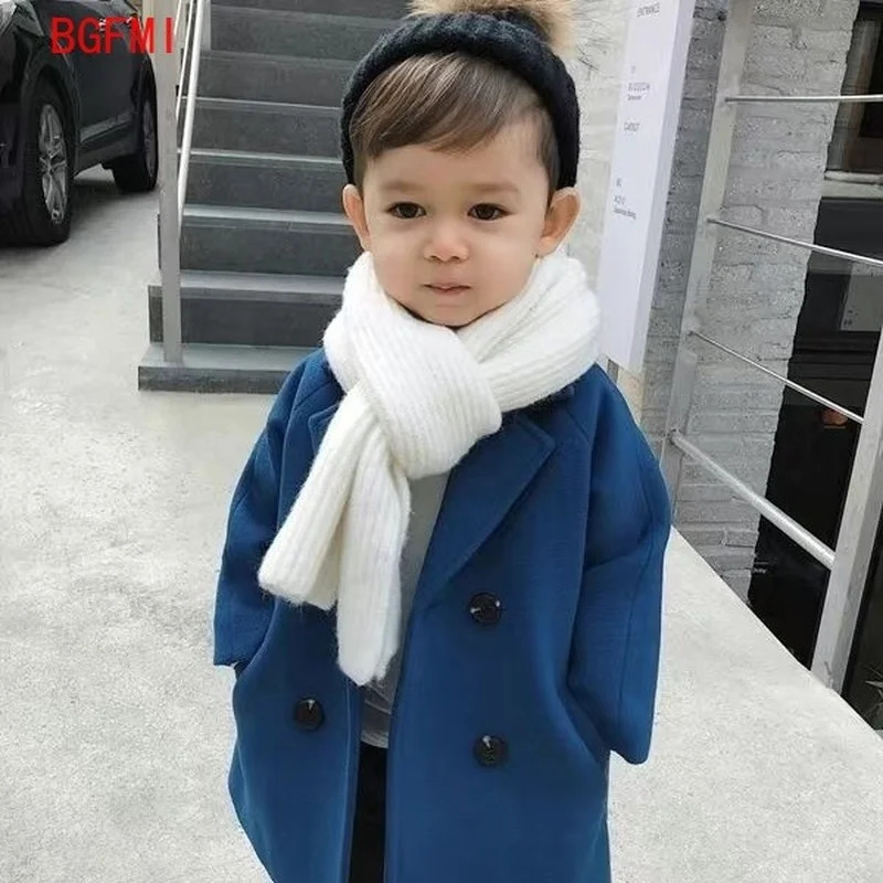 Jackets Winter Grid Boys Girl Woolen Doublebreasted Baby Boy Trench Coat Lapel Autumn Kids Outerwear Coats Spring Wool Overcoat 231027