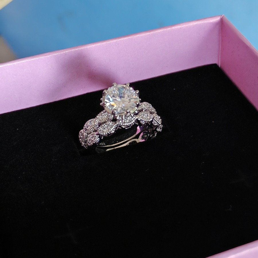 Choucong Brand Wedding Rings Vintage Jewelry 925 Sterling Silver Round Cut White Topaz CZ Diamond Gemstones Couple Women Bridal Ring Set For Lover Gif