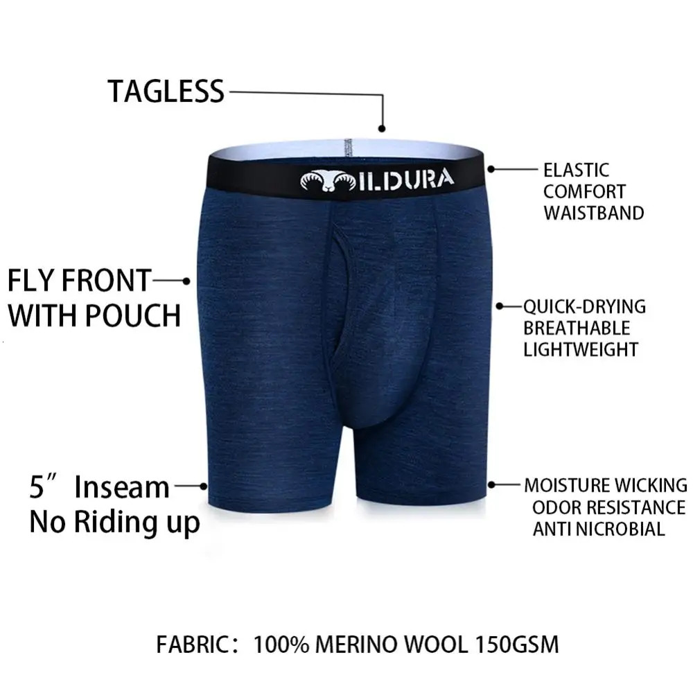 Underpants 100 Merino Wool Men Underwear Man Boxer Lightweight Wol Quick drying Breathable Soft Size S2XL 231027