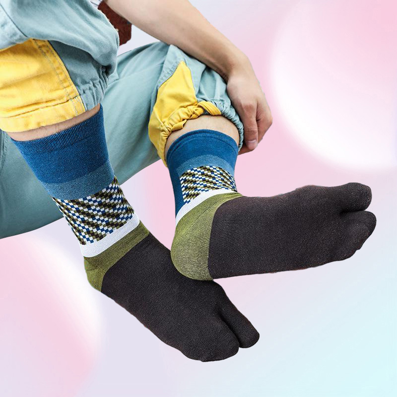 Men's Socks 5 Pairs/Men's Men Cotton Thick Japanese Style Kimono Flip Flop Sandal Split s Two Toe Tabi Geta With Print Drew2256478