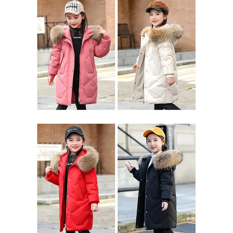 Down Coat Winter Jacket for Girls Children's Clothing Outerwear Overalls 413 Years Warm Clothes Kids Fur Teenage Cotton Parka 231027