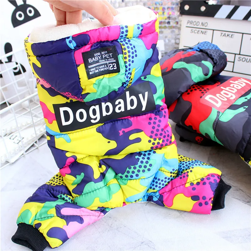 2025 new Apparel Winter Puppy Clothes Fashion Camo Printed Small Dog Coat Warm Cotton Jacket Pet Outfits Ski Suit for Dogs Cats Costume 2209