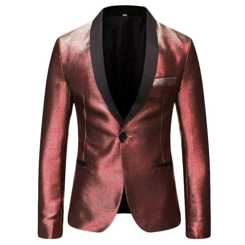 Mens Suits Blazers Mens Shiny Fashion Gradient Dress Blazer One Button Shawl Lapel Elegant Suit Jacket Men Casual Party Prom Wedding Banquet Tuxedo 23