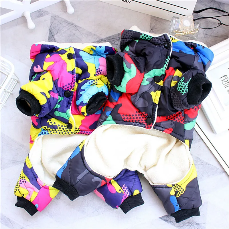 2025 new Apparel Winter Puppy Clothes Fashion Camo Printed Small Dog Coat Warm Cotton Jacket Pet Outfits Ski Suit for Dogs Cats Costume 2209