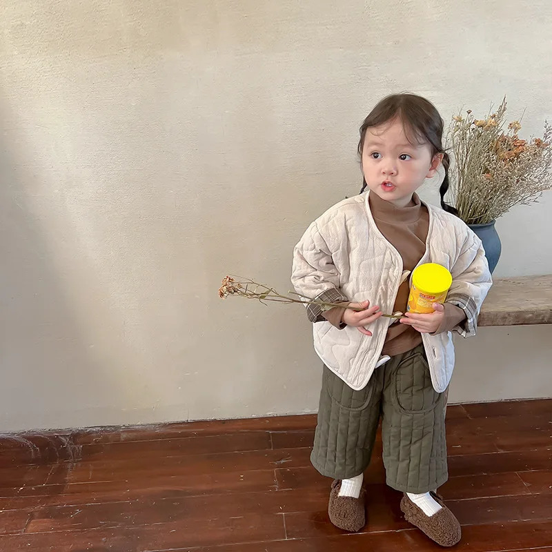 Trousers 2023 Boys Girls Cotton Haren Pants Padded Spring Autumn Elastic Waist Kids Baby Toddler Clothing 231027