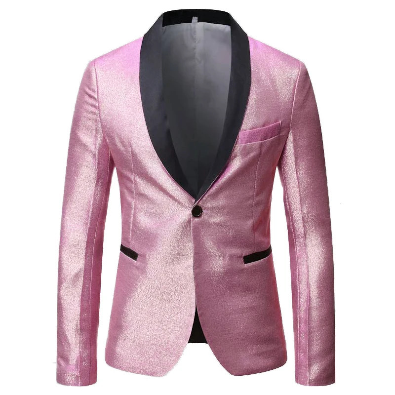 Mens Suits Blazers Mens Shiny Fashion Gradient Dress Blazer One Button Shawl Lapel Elegant Suit Jacket Men Casual Party Prom Wedding Banquet Tuxedo 23