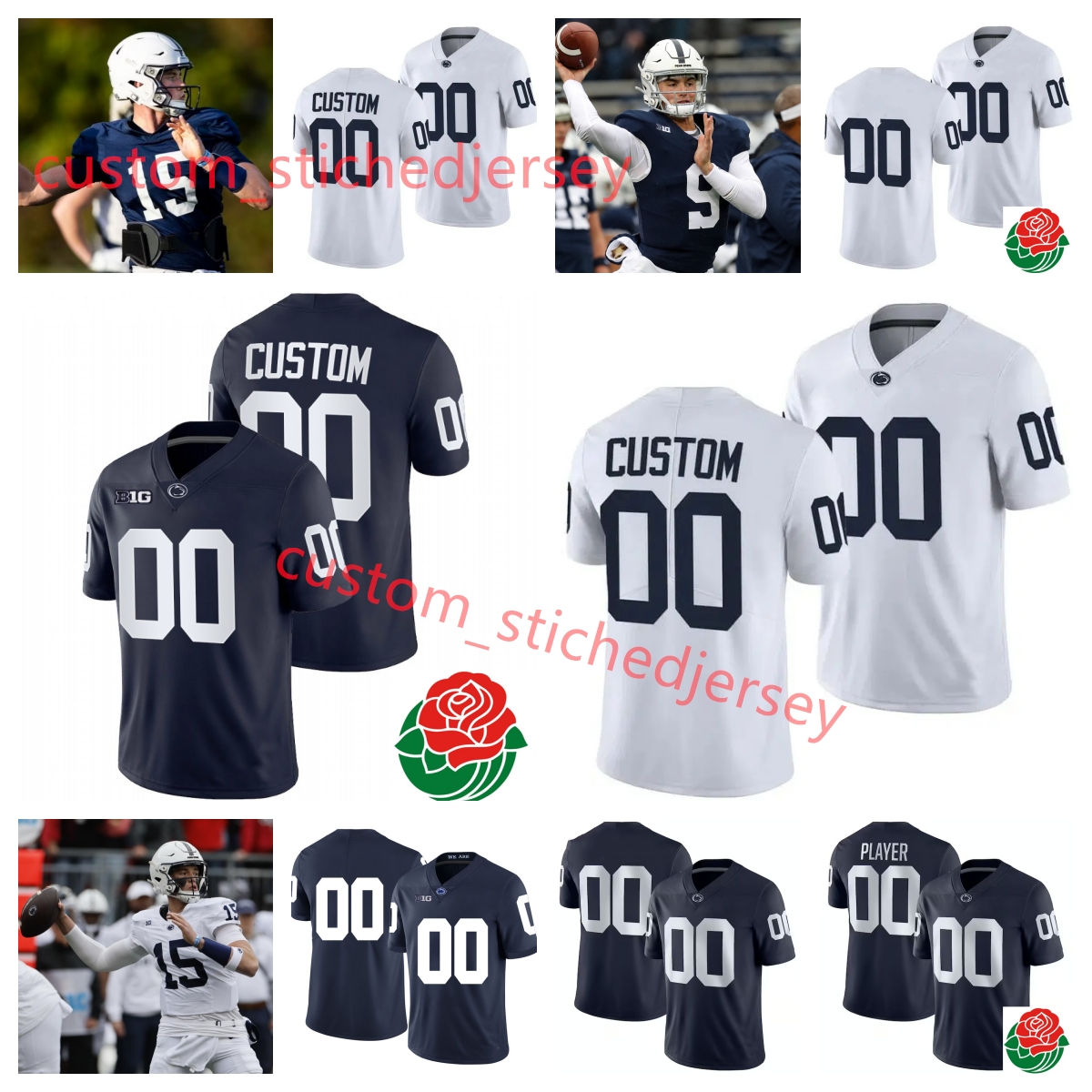 Penn State Nittany Lions Football Jersey J'ven Williams Alex Birchmeier Custom Stitched Mens Youth 13 Tony Rojas King Mack Dante Cephas Zion Tracy Penn State Jerseys